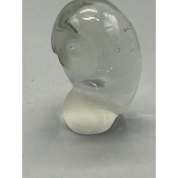 glass owl figurine clear frosted eyes base 4" tall 1.75" base blown glass READ - Picture 3 of 5